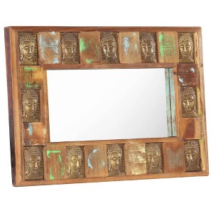 vidaXL Mirror with Buddha Cladding 31.5"x19.7" Solid Reclaimed Wood - 1 of 4