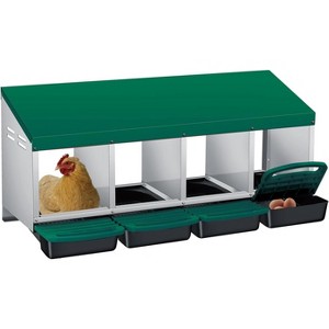 3/ 4 Hole Metal Chicken Nesting Box with Removable Roll-Out Tray Easy Egg Collection & Clean Galvanized Steel Laying Box, for Backyard Coop Orange - 1 of 4