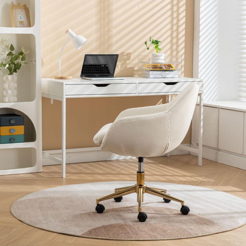 Mesh Fabric Home Office 360°Swivel Chair Adjustable Height With Gold Metal Base, Home Office Height Adjustable High Back Chair-The Pop Home, 3 of 10
