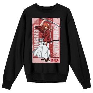 Rurouni Kenshin Samurai Himura Crew Neck Long Sleeve Black Adult Sweatshirt - 1 of 3