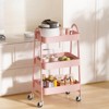 DSVIMOY 3 Tier Rolling Cart, Metal Utility Storage Organizer with Wheels, Kitchen Trolley, Bathroom, Office Shelves, Green, 16.9"*12.2"*30.9" - 4 of 4