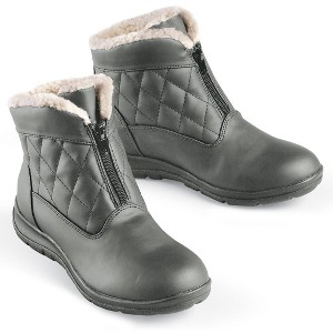 Collections Etc Quilted Zip-Front Fleece Lined Boots - 1 of 4