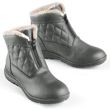 Collections Etc Extra Wide Width Classic Quilted Front Zip Ankle Boots