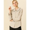 Allegra K Women's Sweet Ruffle Peter Pan Collar Long Sleeves Button Down Shirt - 2 of 4