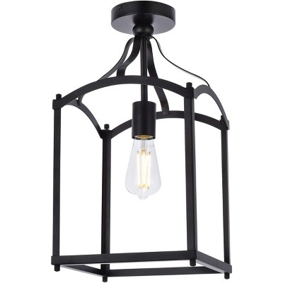 Black Iron Indoor/Outdoor 1-Light Flush Mount Fixture