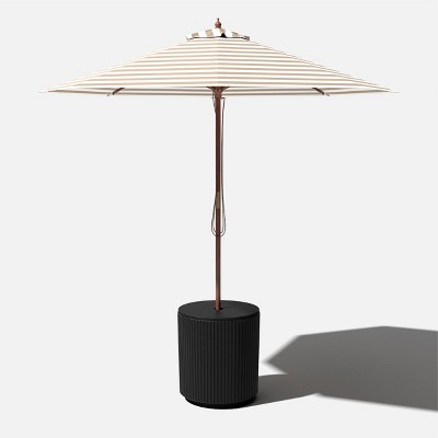 Black Plastic-Concrete Outdoor Side Table with Umbrella Hole