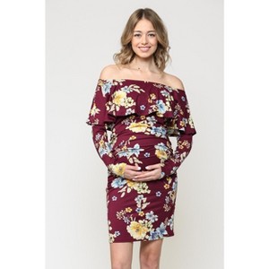 Hello MIZ Womens Floral Off The Shoulder Maternity Dress - 1 of 1
