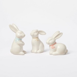 3pc Ceramic Easter Rabbit Set - Spritz™ - 1 of 3