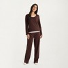 Anna-Kaci Lounge Women's 2-Piece Set Long Sleeve Scoop Neck Top with Contrast Layered Hem and Wide Leg Pants - 4 of 4