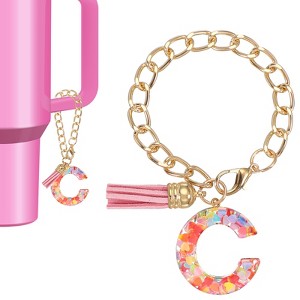 Unique Bargains Epoxy Resin Colorful Glittery Tassel Sports Water Bottle Accessories Letter Charm 1 Pc - 1 of 4