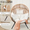 Celebalcony Wicker Egg Chair - Rattan Patio Chair with Cushion, Indoor-Outdoor Lounge Egg Basket Seat for Living Room,Bedroom,Patio,Backyard - 2 of 4