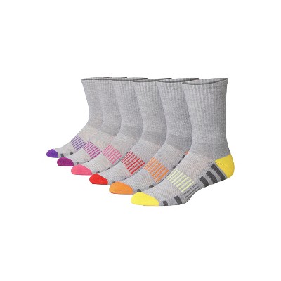 JAMES FIALLO Men's 6 Pairs Gray/Contrast Toe Colors Comfortable Performance Workout Socks For Men, Ideal for Running, Hiking, and Athletic Activities