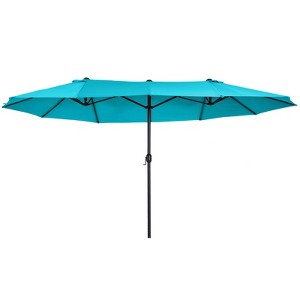 Outsunny 15ft Patio Umbrella Double-Sided Outdoor Market Extra Large Umbrella with Crank Handle for Deck, Lawn, Backyard and Pool - 1 of 4
