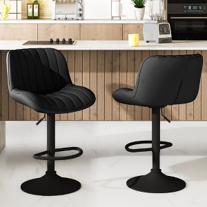 Hooseng Upholstered Bar Chairs, Bar Stools Set of 2 with Black Metal Legs, Backs and Footrest Counter Height Bar Stools, Modern Bar Chair - 1 of 4