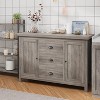 Whizmax Sideboard Storage Cabinet Buffet Cabinet with Storage Barn Door and Adjustable Shelf Storage Cabinet with 2 Doors and 3 Drawers Grey - 2 of 4