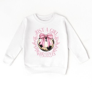 The Juniper Shop Just A Girl Who Loves Soccer Coquette Toddler Sweatshirt - 1 of 4