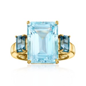 Ross-Simons 12.00 Carat Sky Blue Topaz and 1.30 ct. t.w. London Blue Topaz Ring in 18kt Gold Over Sterling - 1 of 4