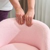 Karl Home Cute Modern Teddy Swivel Chair Armless Adjustable Height Office Desk Chair with No Wheels and Backrest Support in pink - 3 of 4