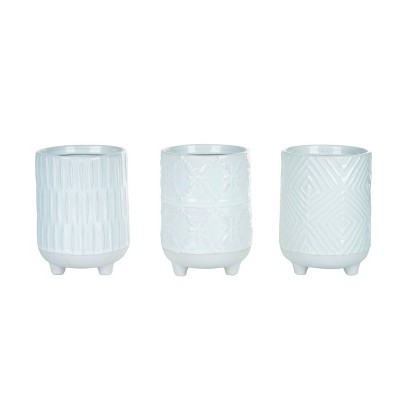 Transpac Stoneware Natural Instincts Planters Set of 3 Spring Home Decorations