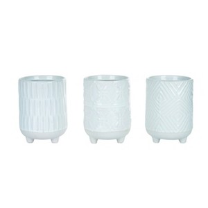 Transpac Stoneware Natural Instincts Planters Set of 3 Spring Home Decorations - 1 of 1
