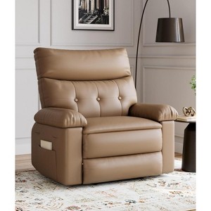 27" Oversized Vintage PU Leather Recliner Chair with Cup Holders and Side Pockets, Comfortable Lounge Chair for Living Room and Bedroom - 1 of 4