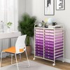 Tangkula 20-Drawer Rolling Storage Cart Art Craft Organizer Cart Mobile Utility Storage Cart with Removable Drawers & Lockable Wheels Purple - 3 of 4