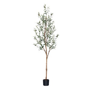 Artificial Olive Tree with Realistic Wood Trunk & Lush Leaves – Slim Pencil Faux Olive Plant for Home and Office Decor - 1 of 4