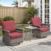 Belord High Back Outdoor Swivel Rocker Chairs Set, Gray Wicker Patio Furniture with 5-Inch Armrests and Thick Cushions for Porch, Deck, Balcony - 3 of 4