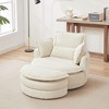 Corduroy Fabric Modern Swivel Chair with Storage Ottoman, Backrest Pillow and High-Density Foam Cushions - 2 of 4