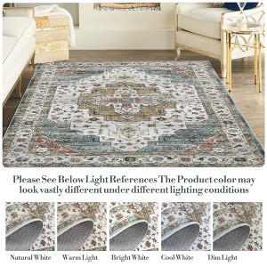 Area Rugs, Machine Washable Vintage Soft Low Pile Rugs, Oriental Accent Carpet with Non-Slip Backing,Floor Carpet for Living Room, Hallway, Laundry - 1 of 4