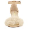 Allegra K Women's Faux Fur Buckle Closure Ankle Strap Block Heels Sandals - 2 of 4