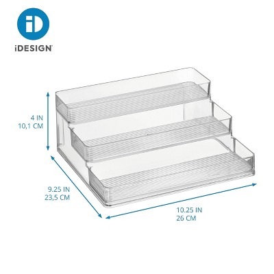 iDESIGN Linus Plastic Stadium Spice Racks Tiered Organizer Clear: Kitchen Cabinet Storage, Hand Wash, 10x9x4 inches — фото 4