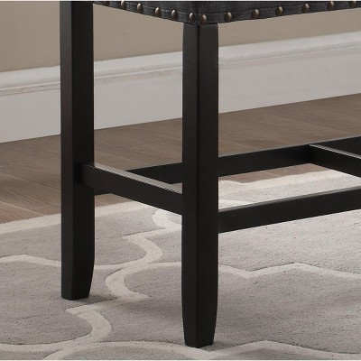 Elegant 41'' Gray Fabric Upholstered Dining Bench with Nailhead Trim