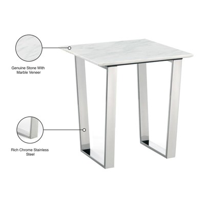 Carlton 20" Contemporary Chrome & Stone Square End Table