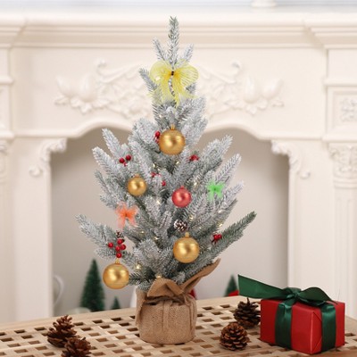 24 Inch Small Mini Christmas Tree  with 50 Warm White Lights for Table Top Desk Home Office