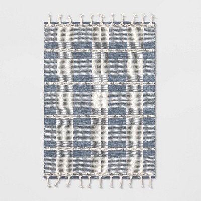 5'x7' Plaid Woven Area Rug Blue - Threshold™