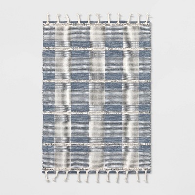 5'x7' Plaid Woven Area Rug Blue - Threshold™