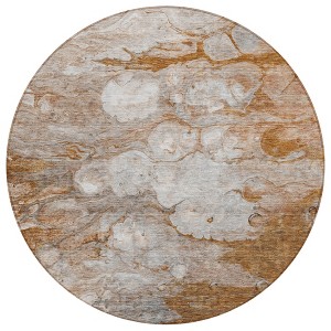 Terra Cotta Gray And Silver Abstract Washable Indoor Outdoor Area Rug - 1 of 4