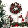 18" Christmas Wreath, Artificial Christmas Decoration with LED Lights, Indoor/Outdoor Holiday Decorative Wreath for Door, Window, Wall, Red and Green - 3 of 4