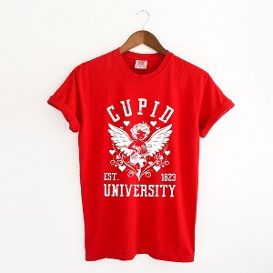 Simply Sage Market Women's Cupid's Distressed Short Sleeve Garment Dyed Tee - 1 of 4