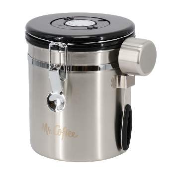 Mr. Coffee Mondrich 48 Ounce Stainless Steel Airtight Coffee Canister with Scoop