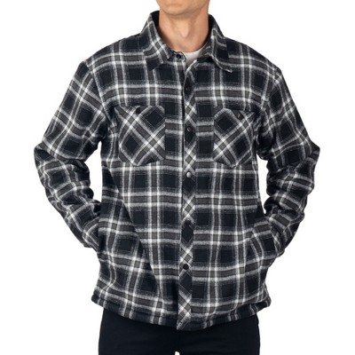 Мужские куртки Alpine Swiss Mens Josh Fleece-Lined Flannel Jacket Heavyweight Snap Button Plaid Shirt Shacket Warm Winter Outerwear BLGY 2XL — фото 4