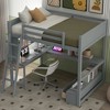 Full Size Loft Bed with L-shaped Multi-storage Desk and LED Light - 3 of 4