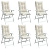 vidaXL Highback Outdoor Chair Cushions Set 6 Pack - Melange Cream Fabric - 47.2"x19.7"x2.8" - Soft Polyester - UV Resistant - Non-Slip Straps - 2 of 4