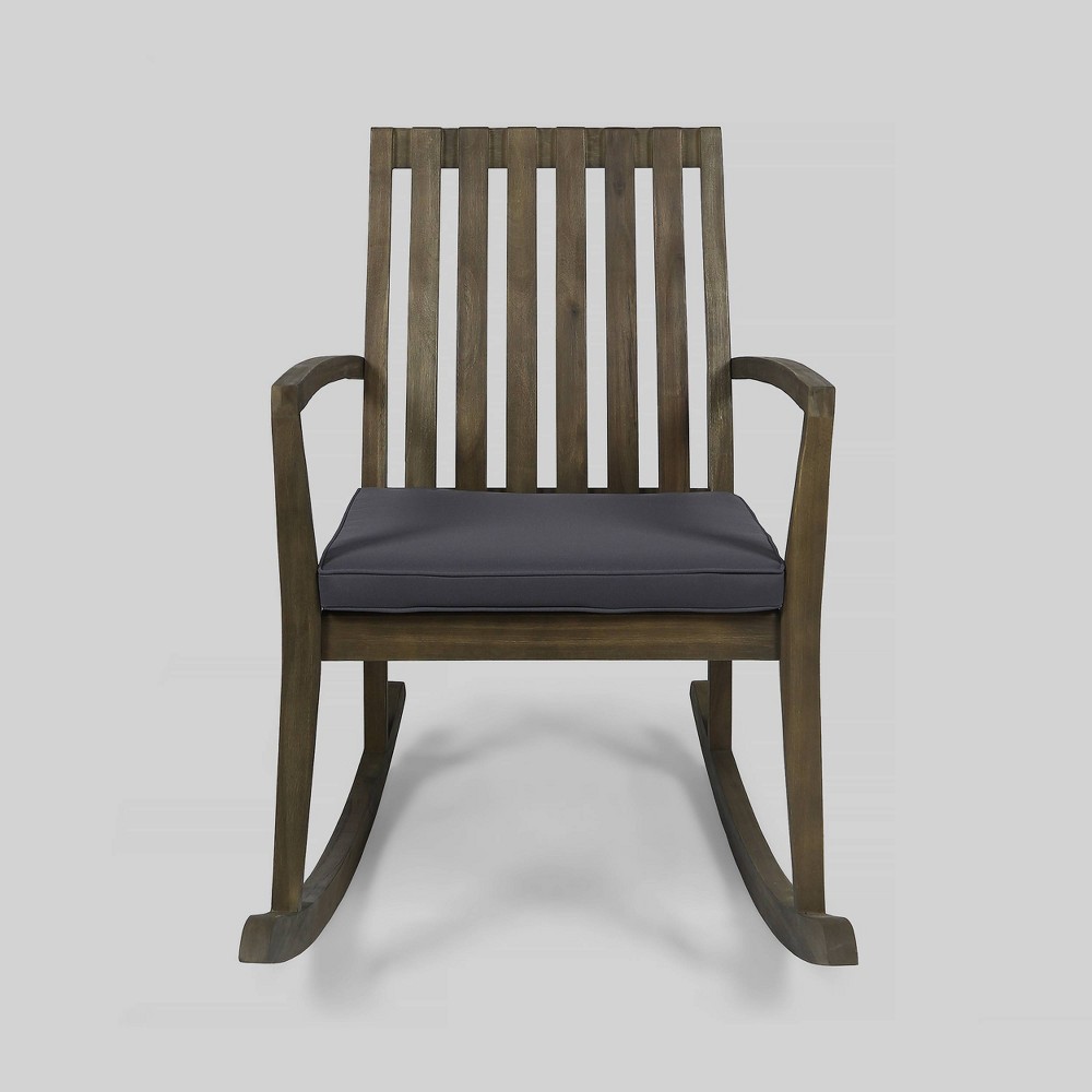 Photos - Garden Furniture Colmena Acacia Wood Rustic Rocking Patio Chair Gray/Dark Gray - Christophe