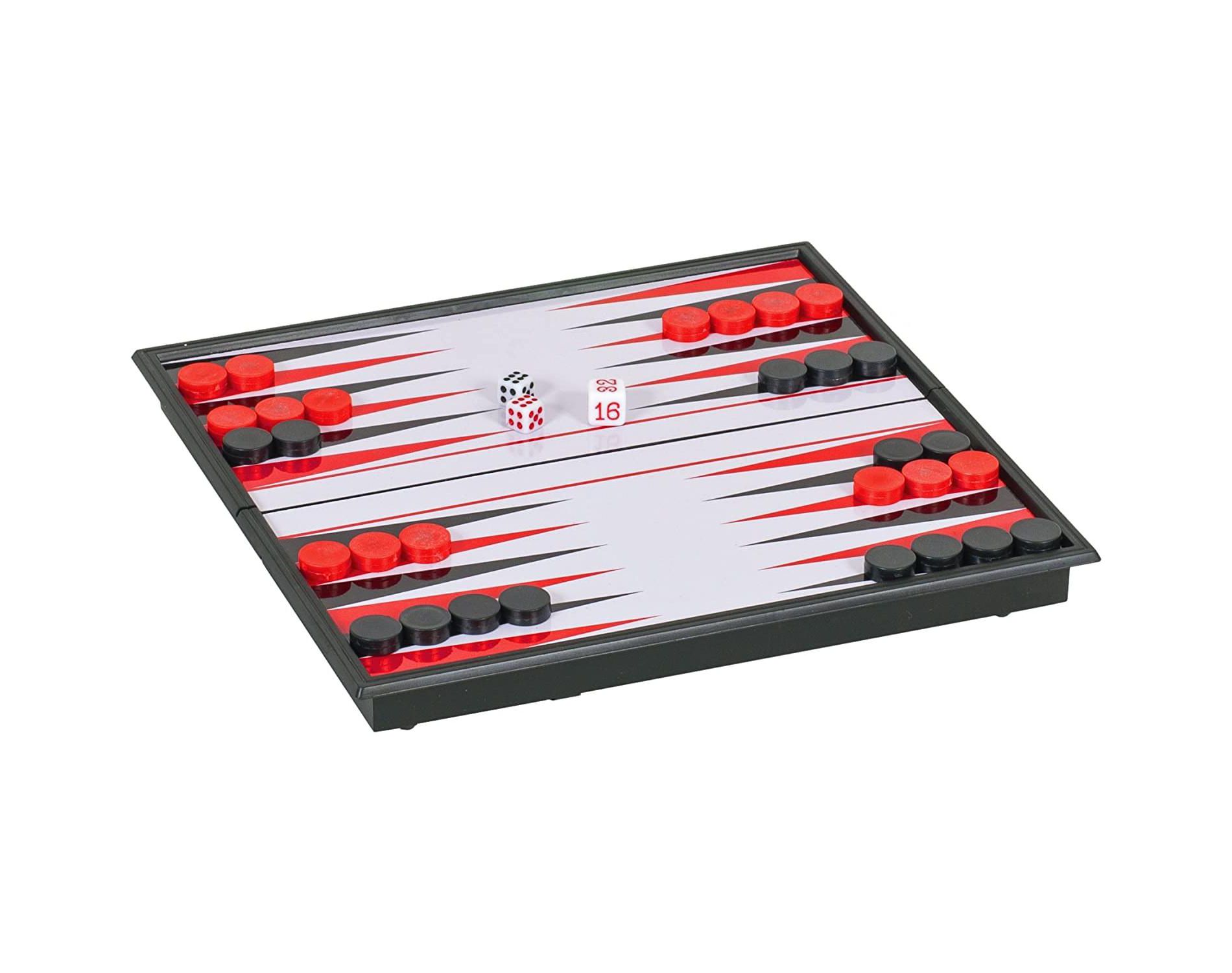 WE Games Foldable Travel Magnetic Backgammon Set