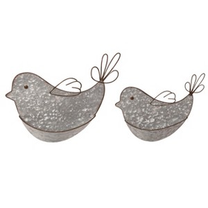 Transpac Metal 13.75" Silver Spring Hanging Bird Container Wall Decor Set of 2 - 1 of 2
