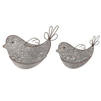 Transpac Metal 13.75" Silver Spring Hanging Bird Container Wall Decor Set of 2