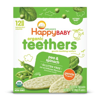 HappyBaby Pea & Spinach Organic Teethers - 12ct/1.68oz