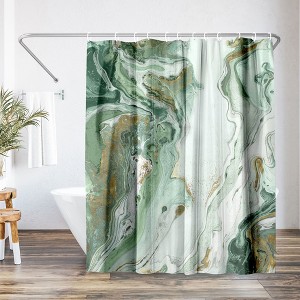 Americanflat 71x74 Shower Curtain - Abstract Shower Curtain Marble Petroleum by PI Creative Art - 1 of 4
